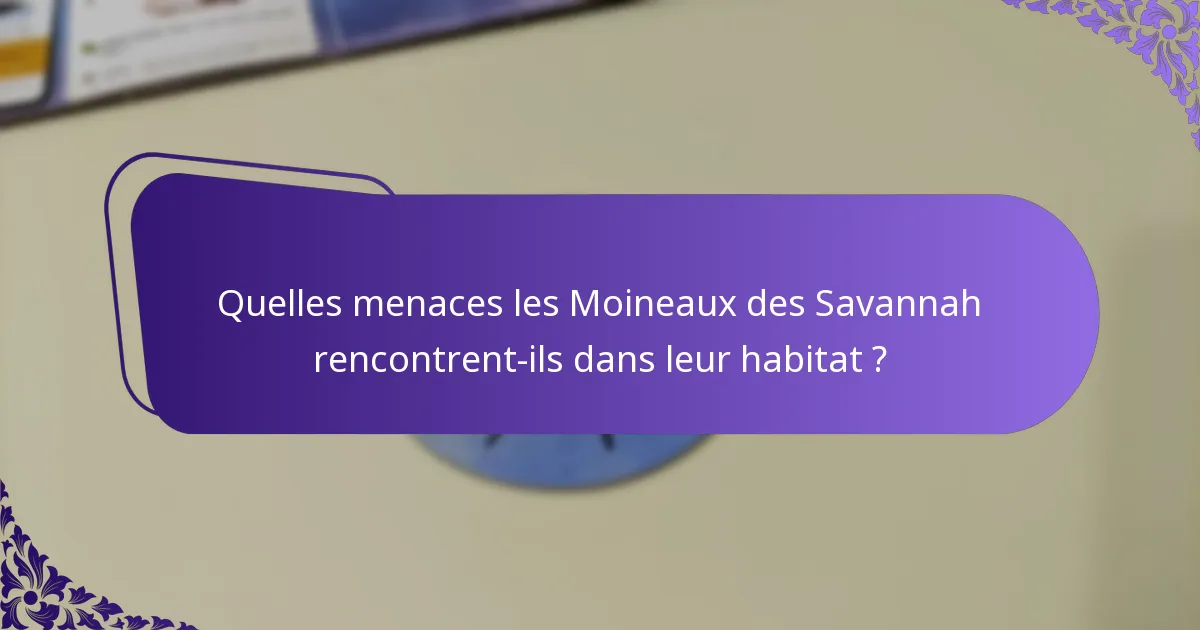 Quelles menaces les Moineaux des Savannah rencontrent-ils dans leur habitat ?