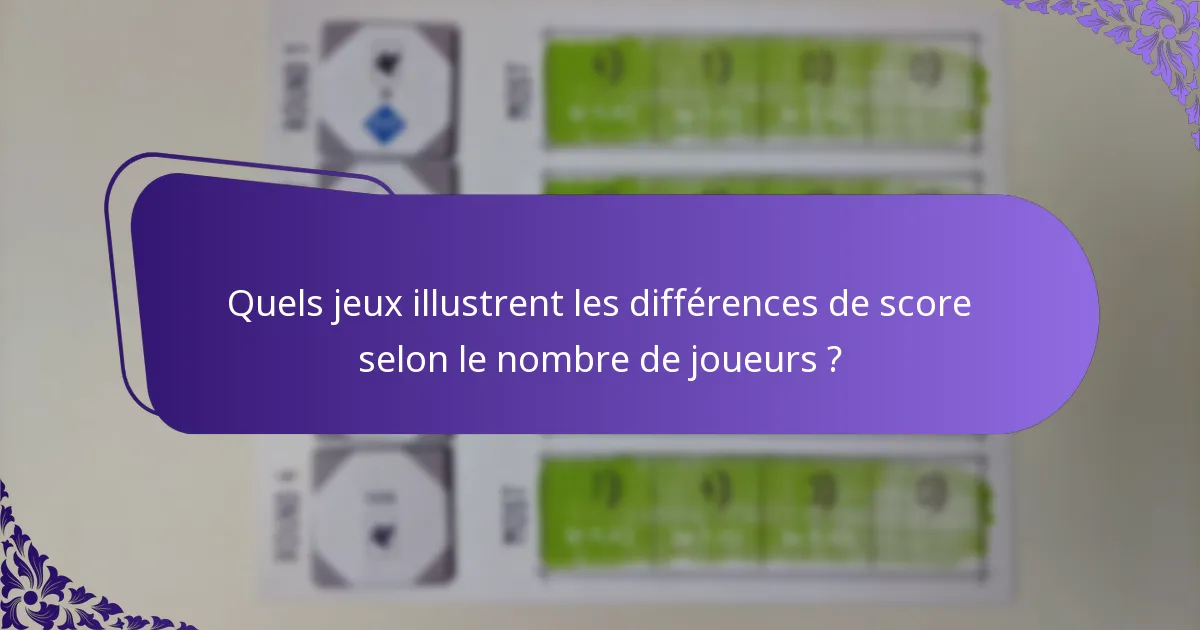 Quels jeux illustrent les différences de score selon le nombre de joueurs ?